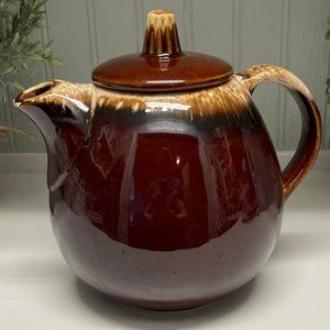 VINTAGE Hull Pottery Brown Drip Glaze Pot & Lid Oven Proof Made in USA